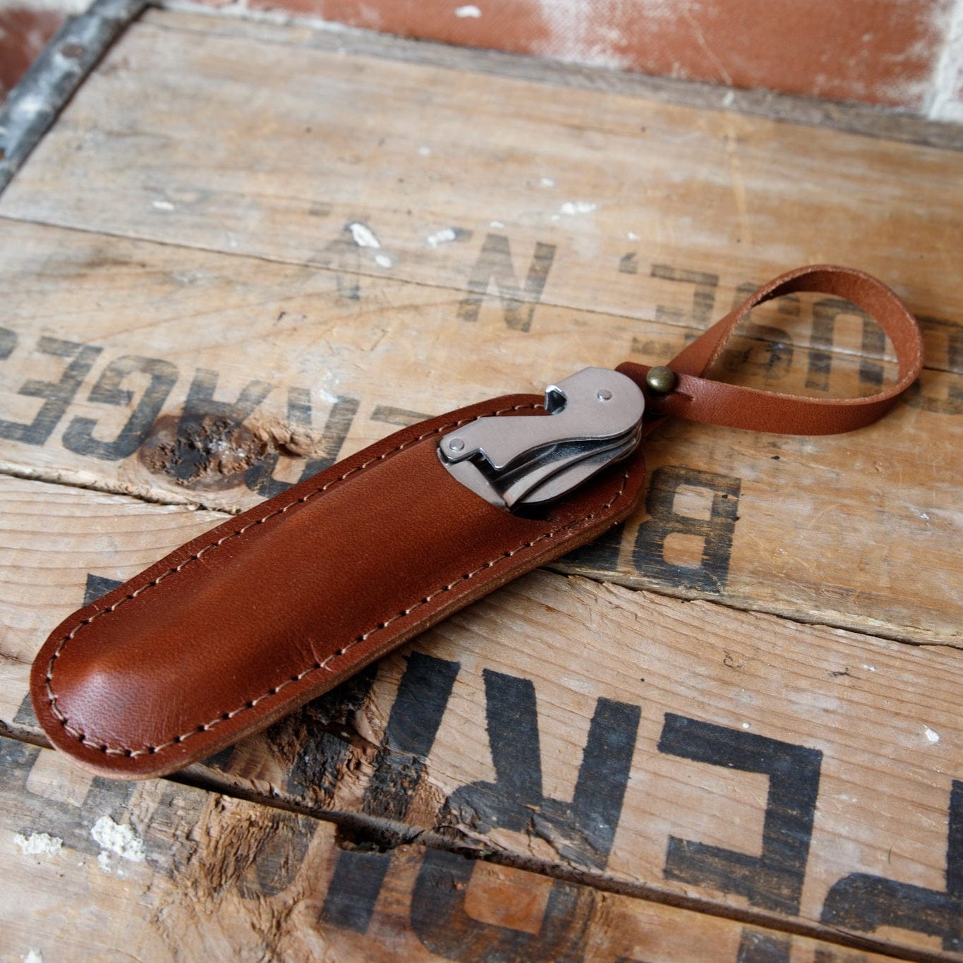 The Local Branch Wine Key Silver / Mahogany Wine Key with Leather Holster - USA Made