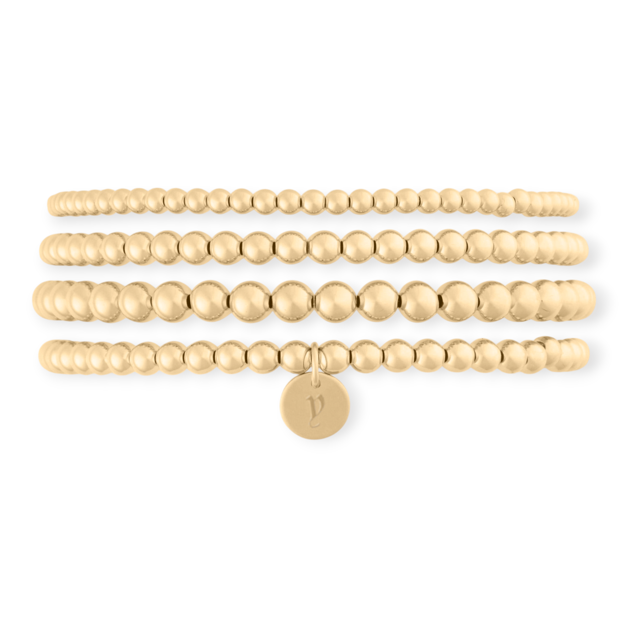 Cuffed by Nano LLC SMALL - 6.5" / y Old English Initial Juno Four Bracelet Stack