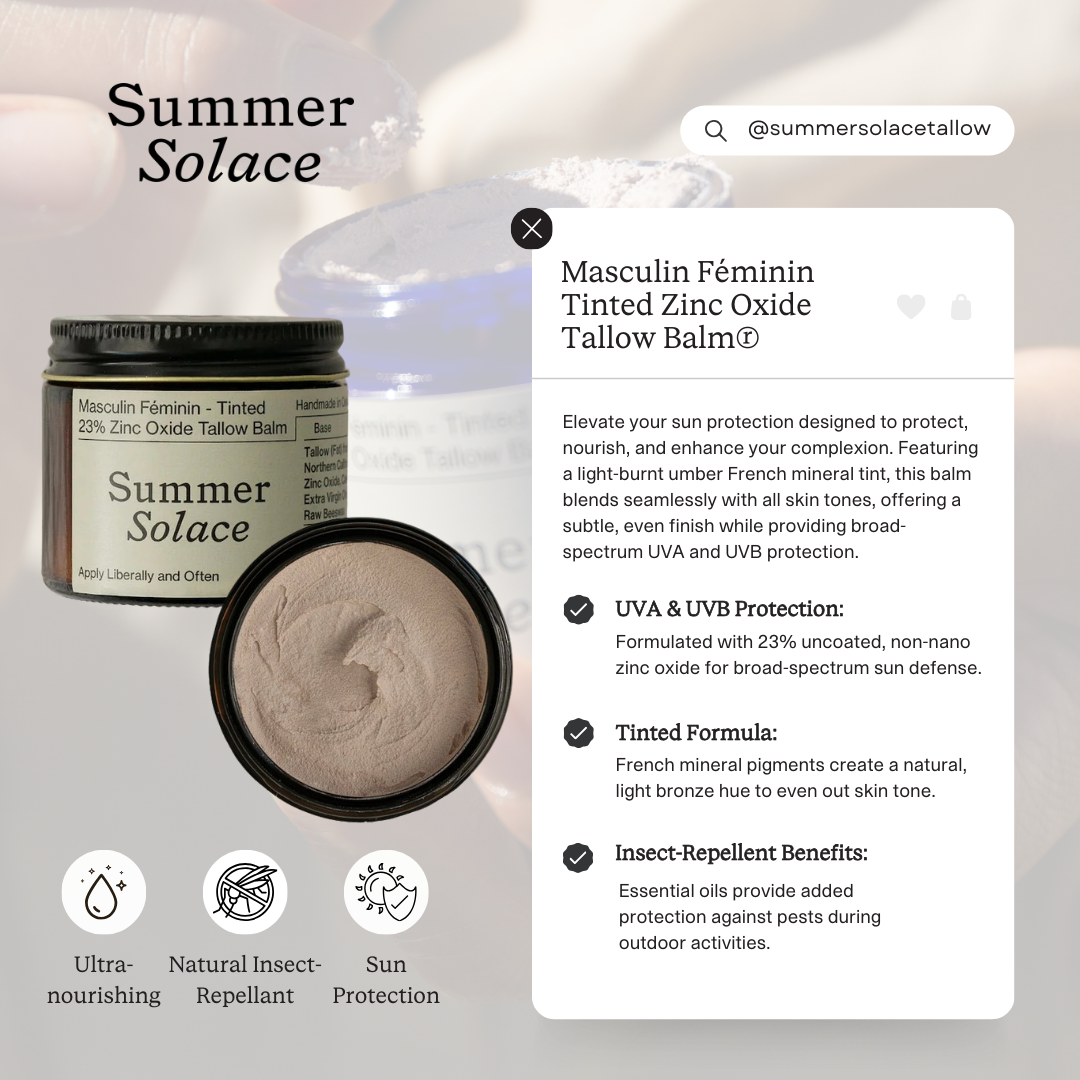 23% Non-Nano Zinc Tinted Tallow Balm | Tinted and Scented