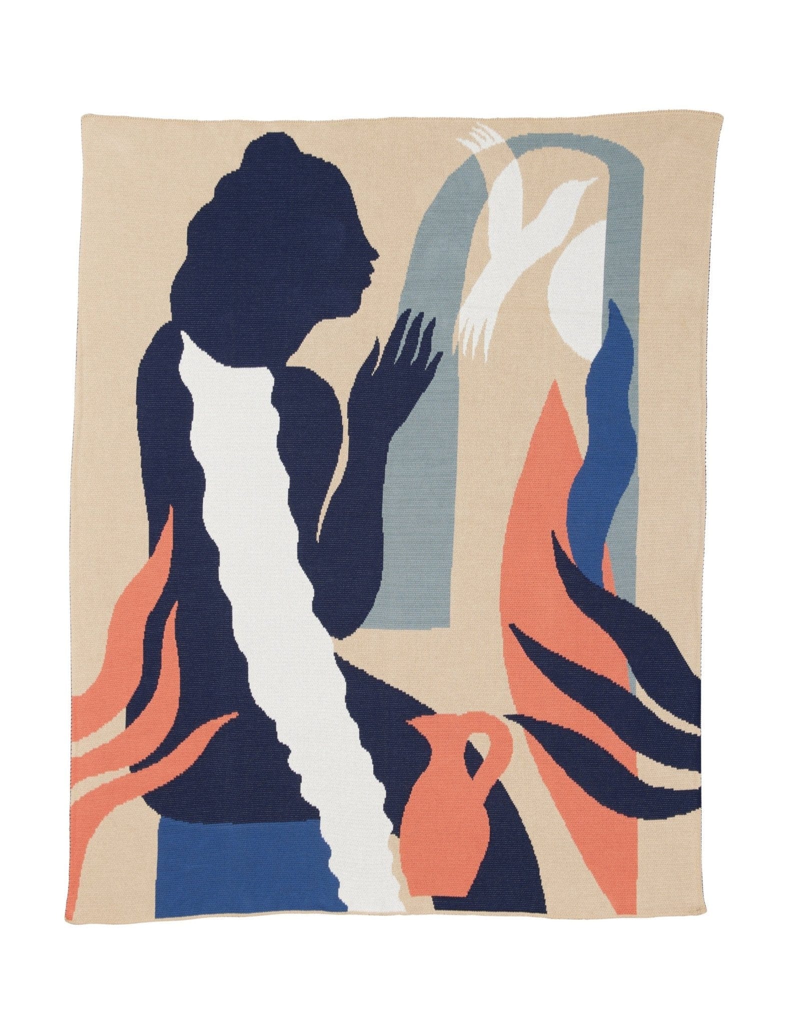 Biquette Throw Blanket Wheat in Egyptian Cotton Zora Throw Blanket