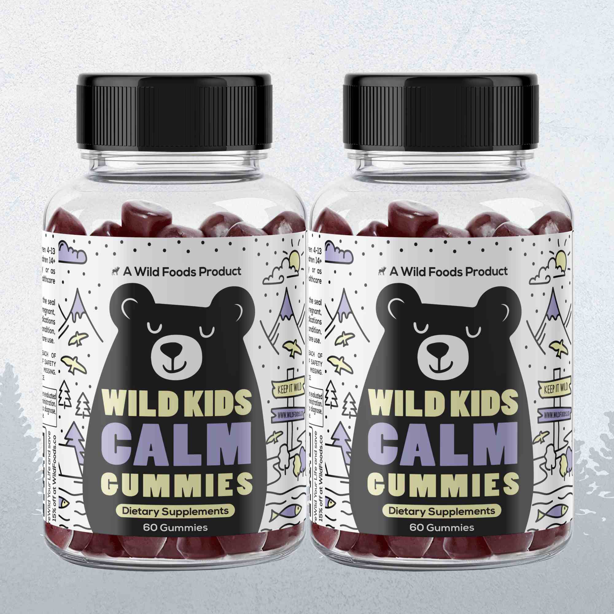 Wild Foods 2x - 60 Gummies (Save 5%) Wild Kids Calm Gummies – Plant-Based Botanical Blend