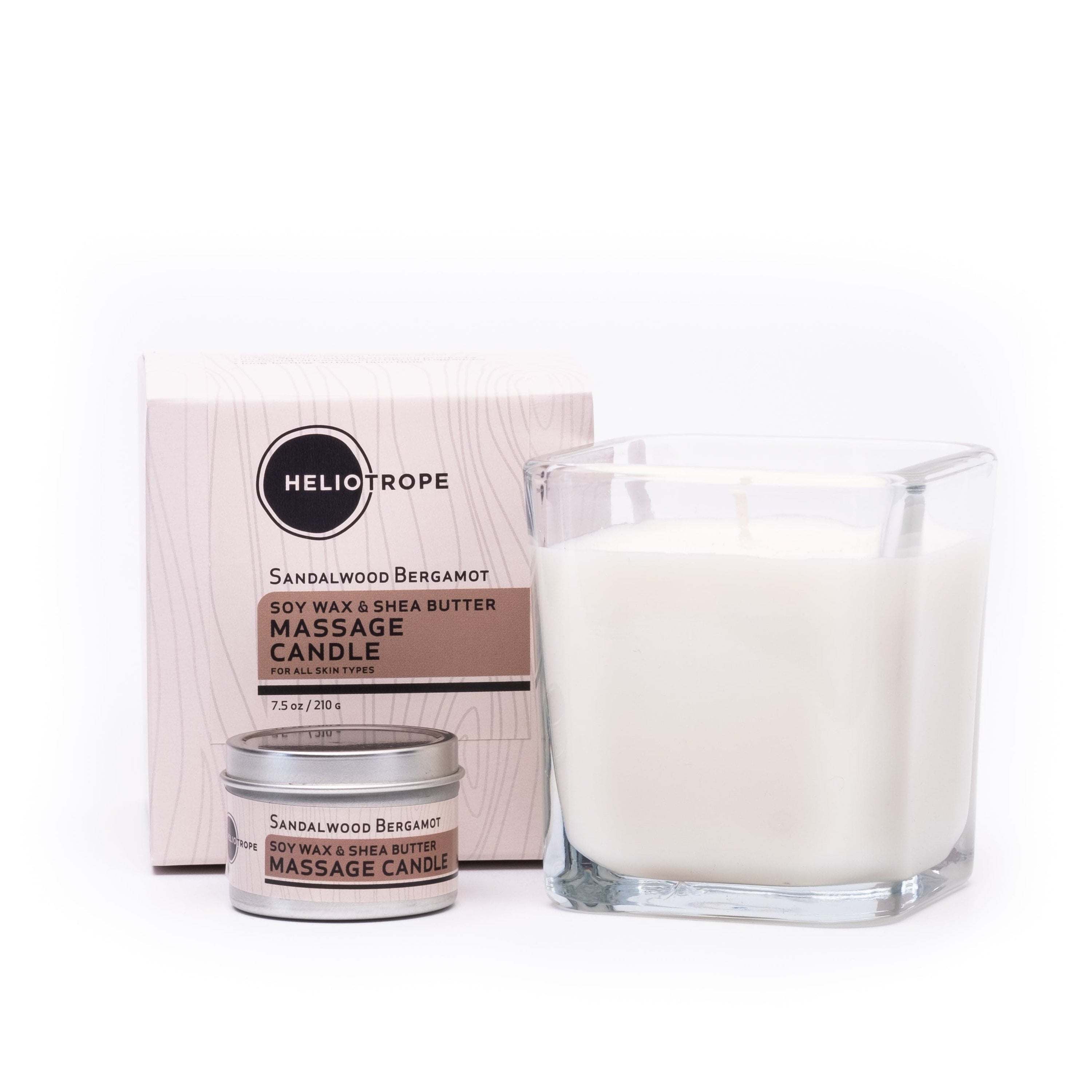 Heliotrope SF Candle Sandalwood Bergamot Soy Wax & Shea Butter Massage Candles - New Scent