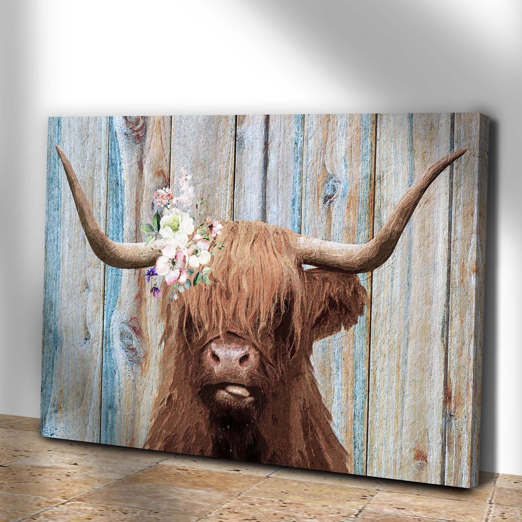 Tailored Canvases Canvas Highland Cow Rustic Painting Canvas Wall Art