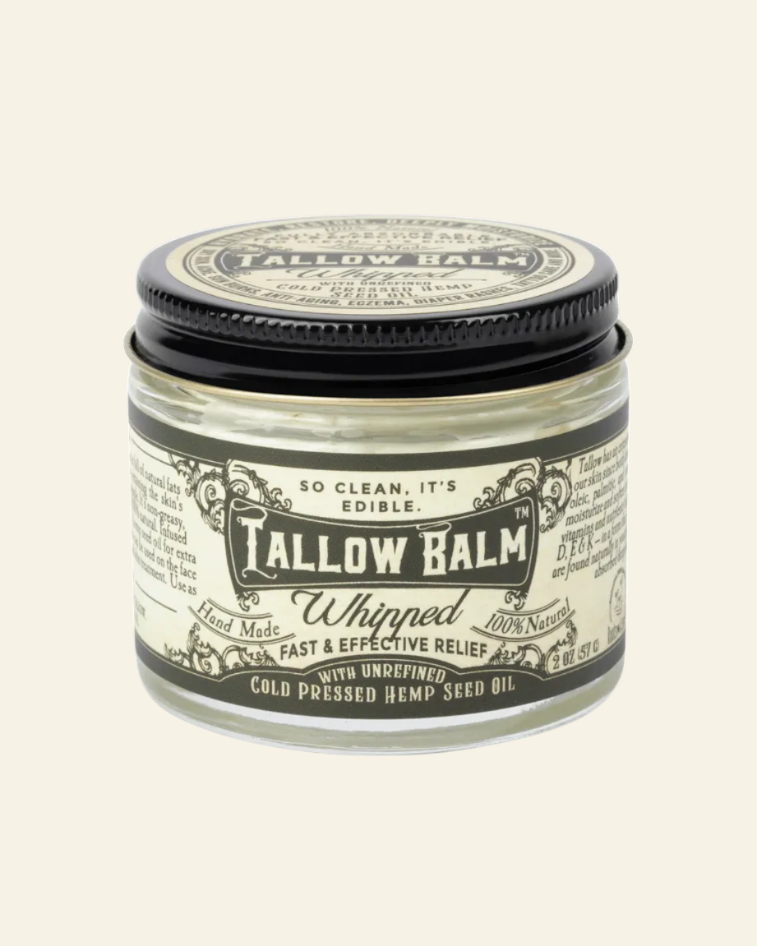 Roots and Leaves, LLC 2 oz Tallow Balm - Whipped with Hemp Seed Oil