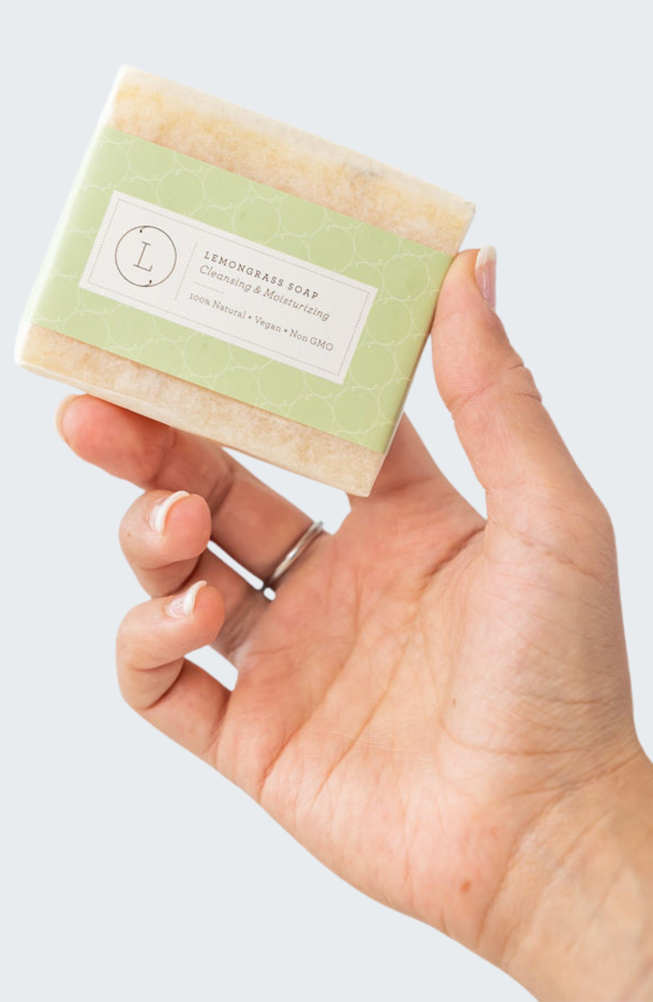 Lizush NATURAL SOAP BAR 2 x Lemongrass Natural Soap Bar, Handmade Body Soap Gift