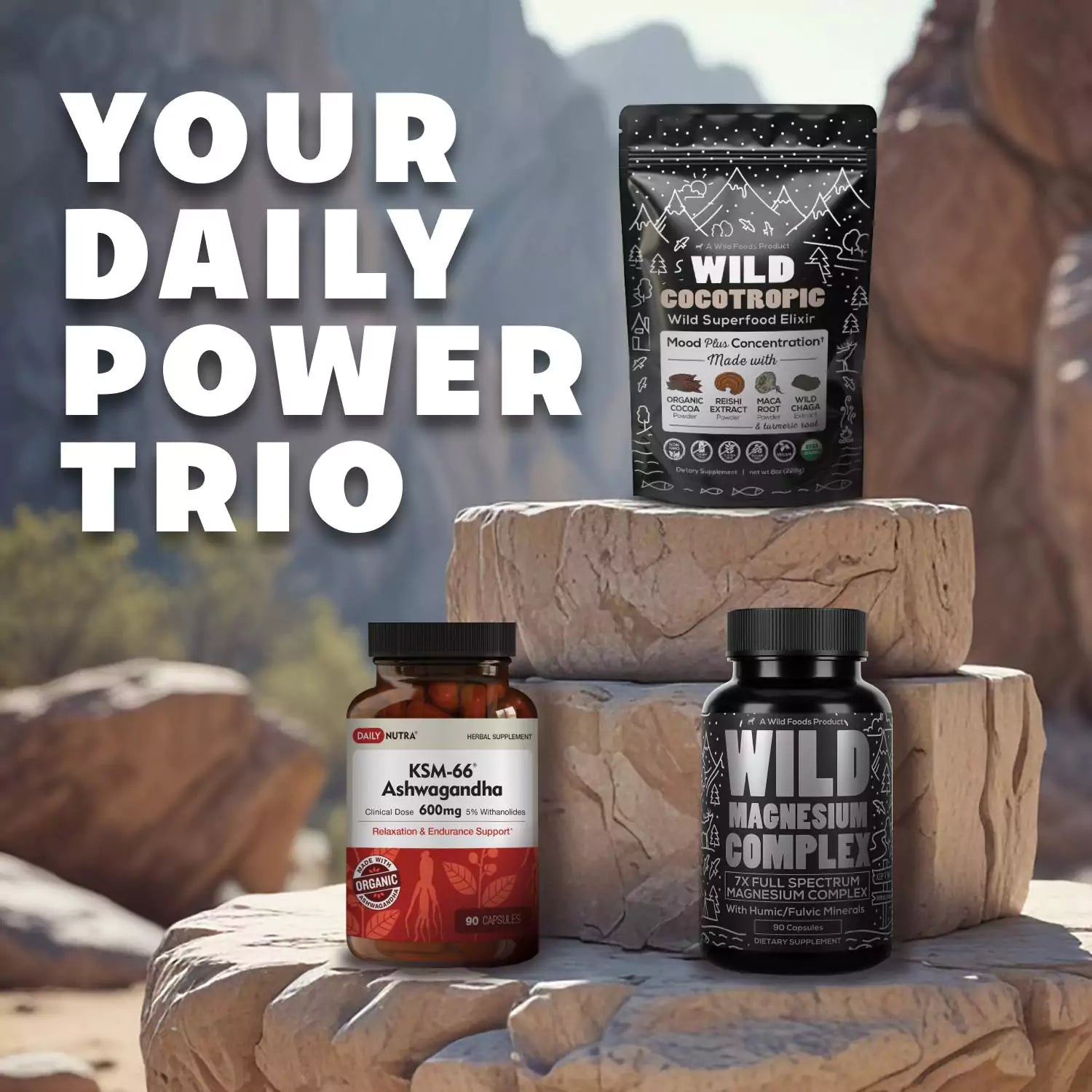 Wild Foods Ashwagandha - Cocotropic - Magnesium Complex Best Sellers Stack