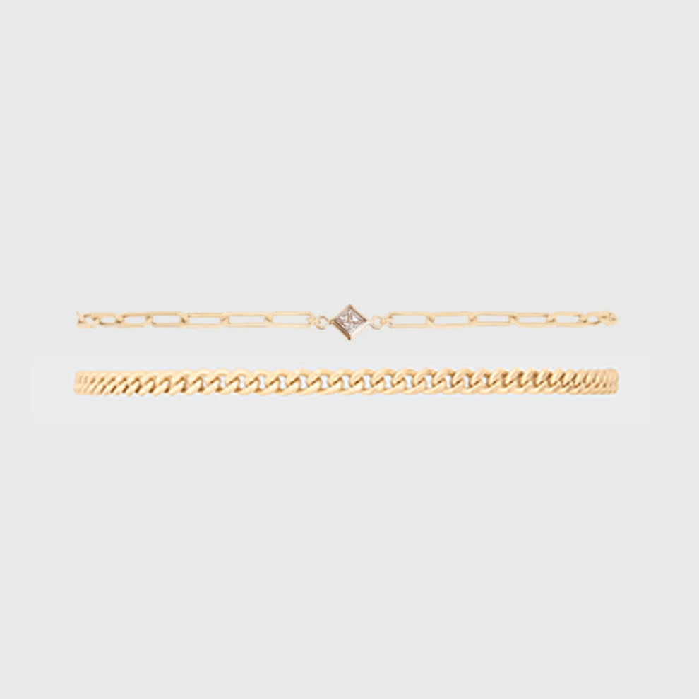 Cuffed by Nano LLC SMALL - 6.5" / April Birthstone + Gabi Curb Bracelet Stack