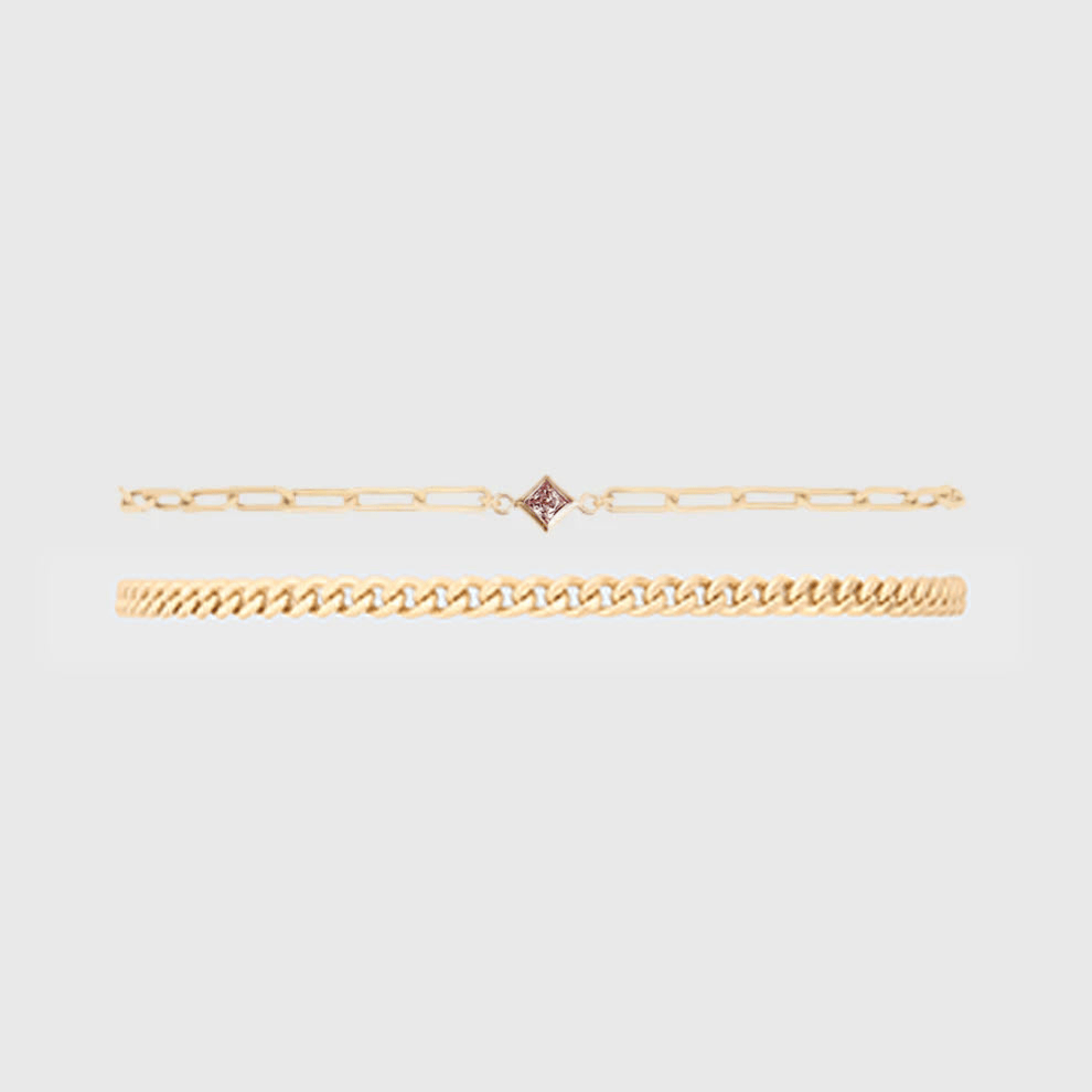 Cuffed by Nano LLC SMALL - 6.5" / October Birthstone + Gabi Curb Bracelet Stack