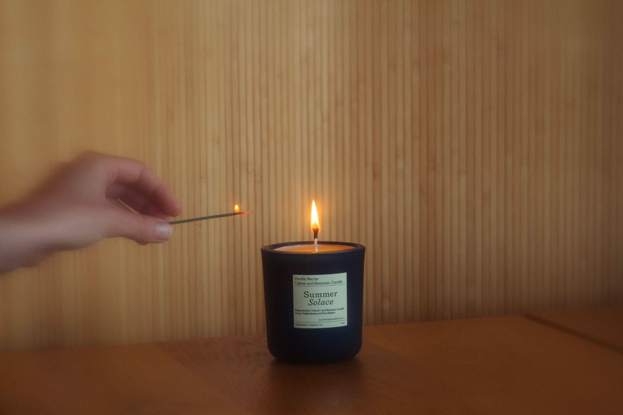 Summer Solace Tallow Tallow Candle Vanilla Nectar – Tallow & Beeswax Candle with Peru Balsam | 8.5 oz