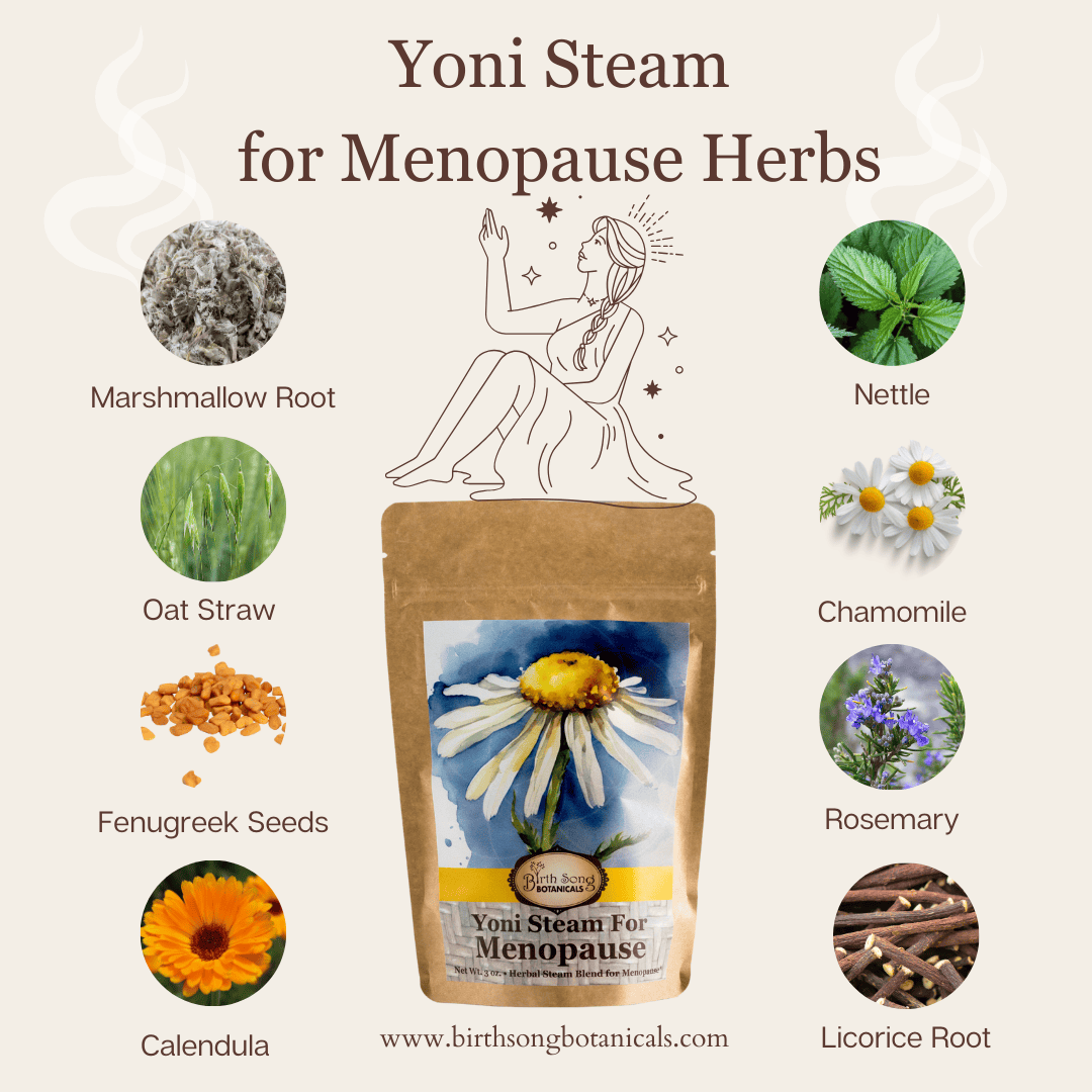 Birth Song Botanicals Co. Yoni steam Yoni Steam for Menopause and Perimenopausal Women to Support Uterine Care* Vaginal Steaming Herbs for Wise Women* Organic Herbal V Steam 3oz