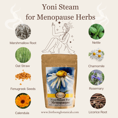 Birth Song Botanicals Co. Yoni steam Yoni Steam for Menopause and Perimenopausal Women to Support Uterine Care* Vaginal Steaming Herbs for Wise Women* Organic Herbal V Steam 3oz