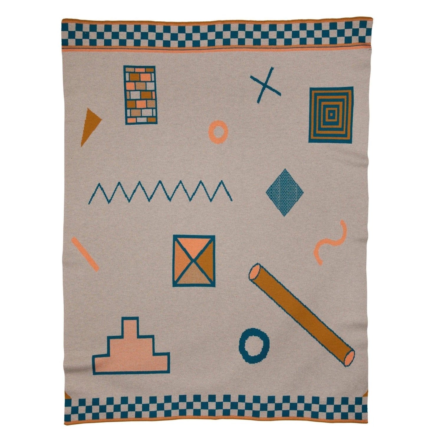 Biquette Throw Blanket Secondary in Merino Wool Shapes Throw Blanket