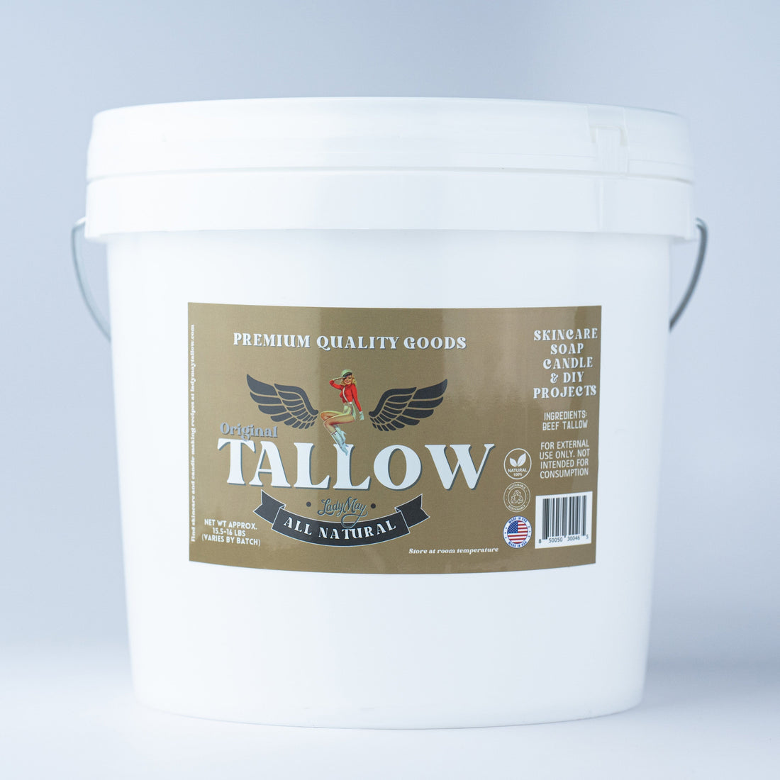 Lady May Tallow Beef Tallow 16lb Unscented Bulk Beef Tallow - 16 Pounds | 100% Natural &amp; Pure