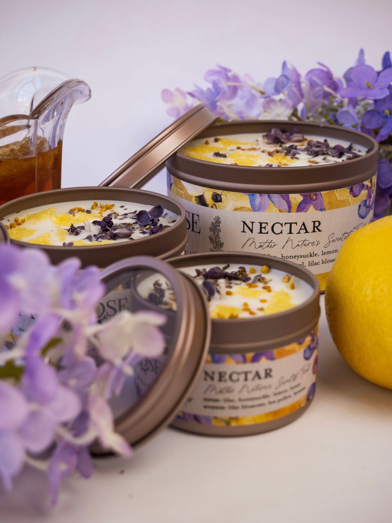 Ash &amp; Rose candle NECTAR Lilac Lemon Honey Candle