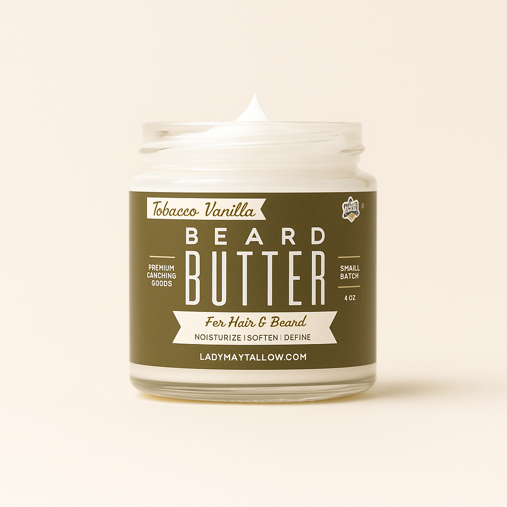 Lady May Tallow Body Cream/Lotion Natural Beard Butter for Men Tobacco Vanilla | All-Natural Beard &amp; Skin Care