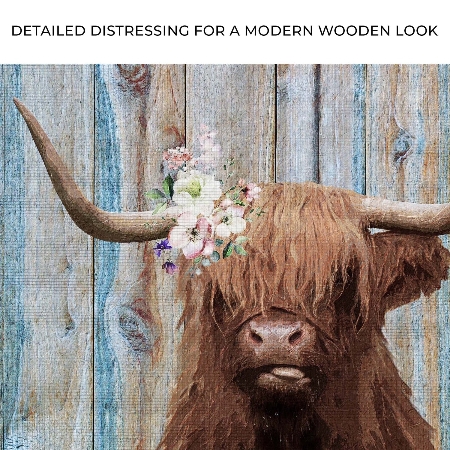 Tailored Canvases Canvas Highland Cow Rustic Painting Canvas Wall Art