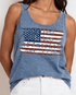 Crazy Cozy Cool Sleeveless Tops and Tanks Light Denim / United States Distressed Flag / Small United States of America, Est. 1776 Distressed Flag Tank Top
