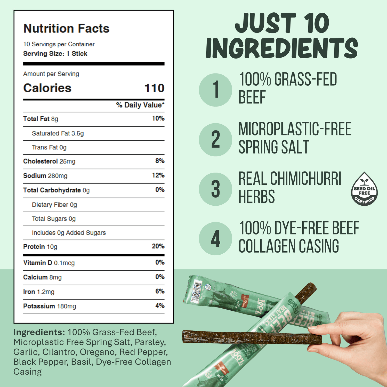 Grazly Chimichurri Beef Meat Sticks