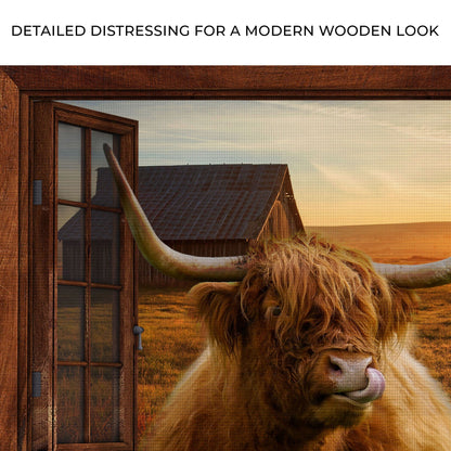Tailored Canvases Canvas Highland Cow Window View Canvas Wall Art