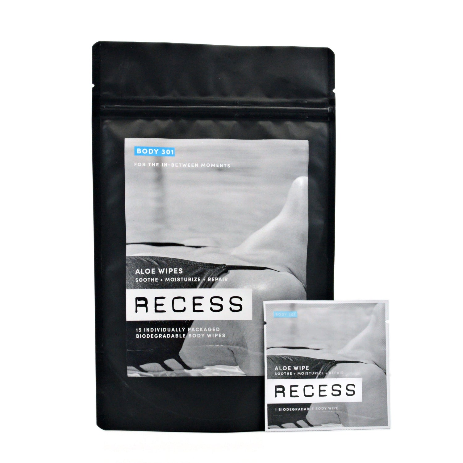 RECESS body wipe BODY 301: After-Sun Aloe Wipes (Pack of 15)