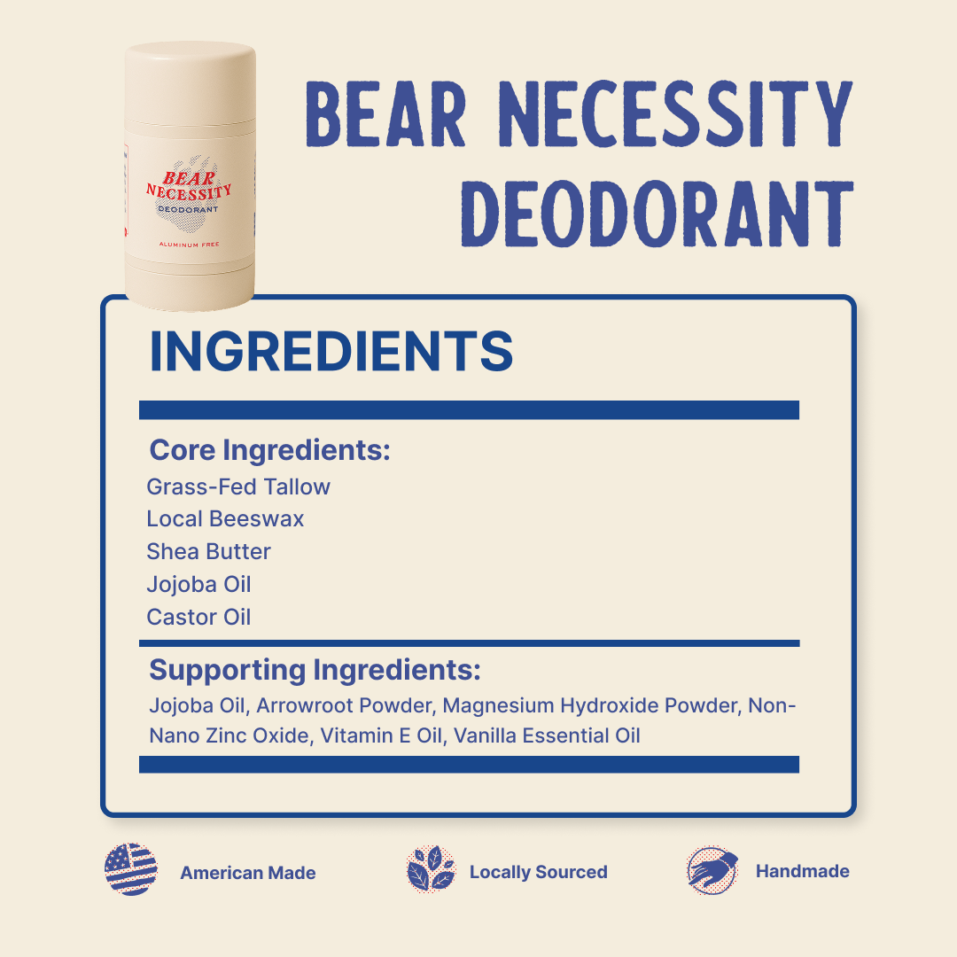 PapaBear Naturals Full Ingredient List Papabear - Bear Necessity Deodorant  2.6 oz