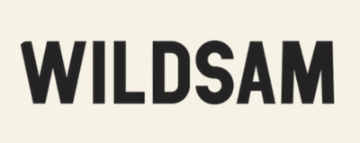 Black 'WILDSAM' logo on a beige background