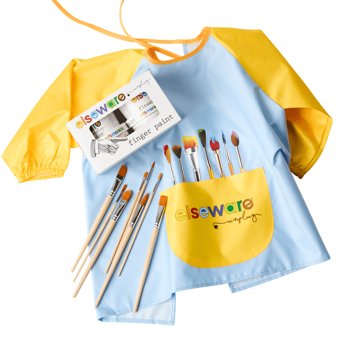 Mess-Free Kids Paint Bundle | All-Natural Finger Paint &amp; Art Smock Set