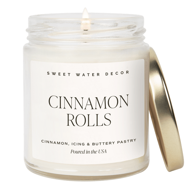 Sweet Water Decor Candles Cinnamon Rolls Soy Candle - Clear Jar - 9 oz