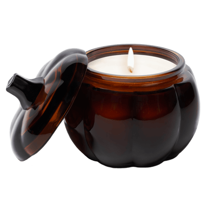 Sweet Water Decor Candles Hello Fall Soy Candle - Amber Glass Pumpkin Jar - 20 oz