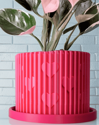 Rosebud HomeGoods Planter Modern Heart-Shaped Planter with Drainage &amp; Saucer – Unique Valentine’s Day Gift for Plant Lovers, 3d Printed Planter Home Hosting Decor,