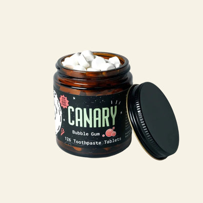 Canary Toothpaste Tablets 2 month supply jar - 126 tablets Bubble Gum Toothpaste Tablets