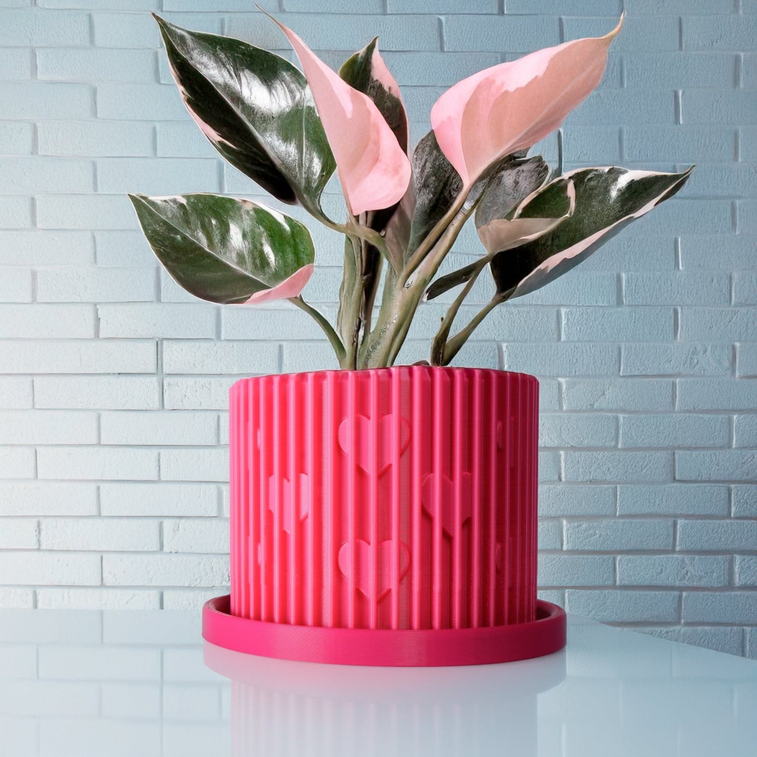 Rosebud HomeGoods Planter Modern Heart-Shaped Planter with Drainage &amp; Saucer – Unique Valentine’s Day Gift for Plant Lovers, 3d Printed Planter Home Hosting Decor,