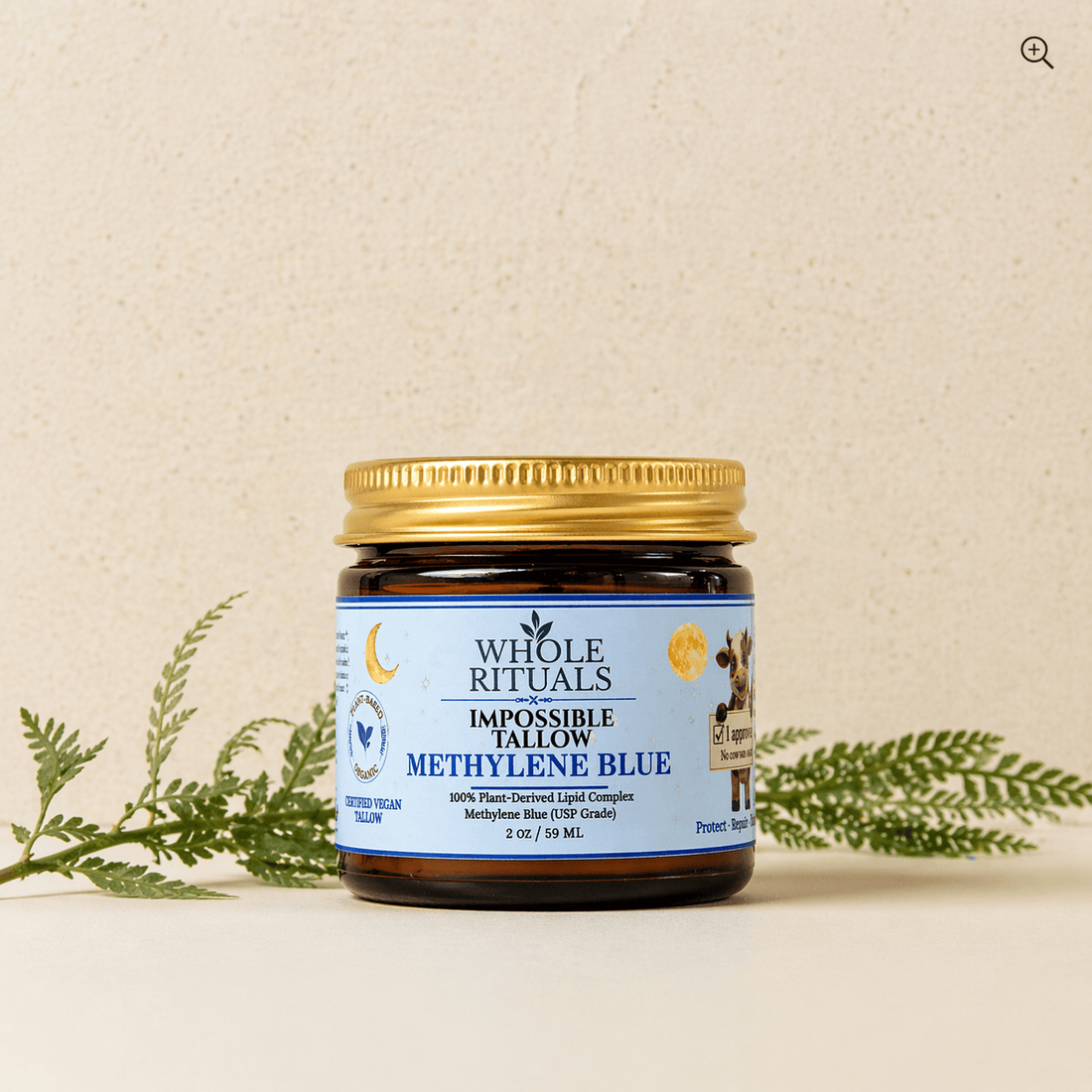 Whole Rituals Face Moisturizer 1  Jar Vegan Tallow Methylene Blue Deep Repair Moisturizer