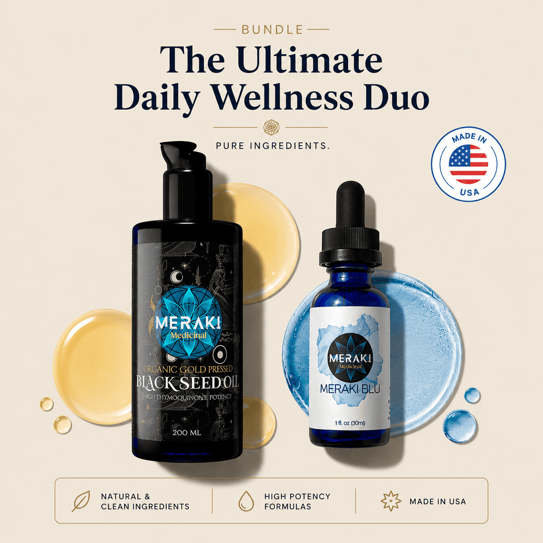 Meraki Medicinal Wellness Bundle Wellness Bundle – Methylene Blue &amp; Black Seed Oil