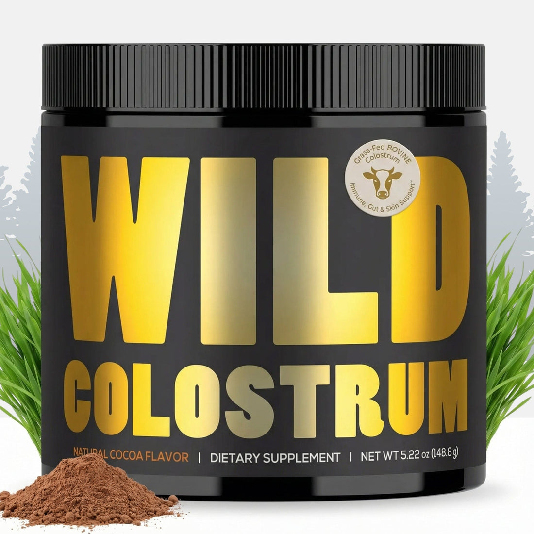 Wild Foods Protein Cocoa (30 serv.) / 1x Bottle Colostrum – Gut Health &amp; Immunity Boost