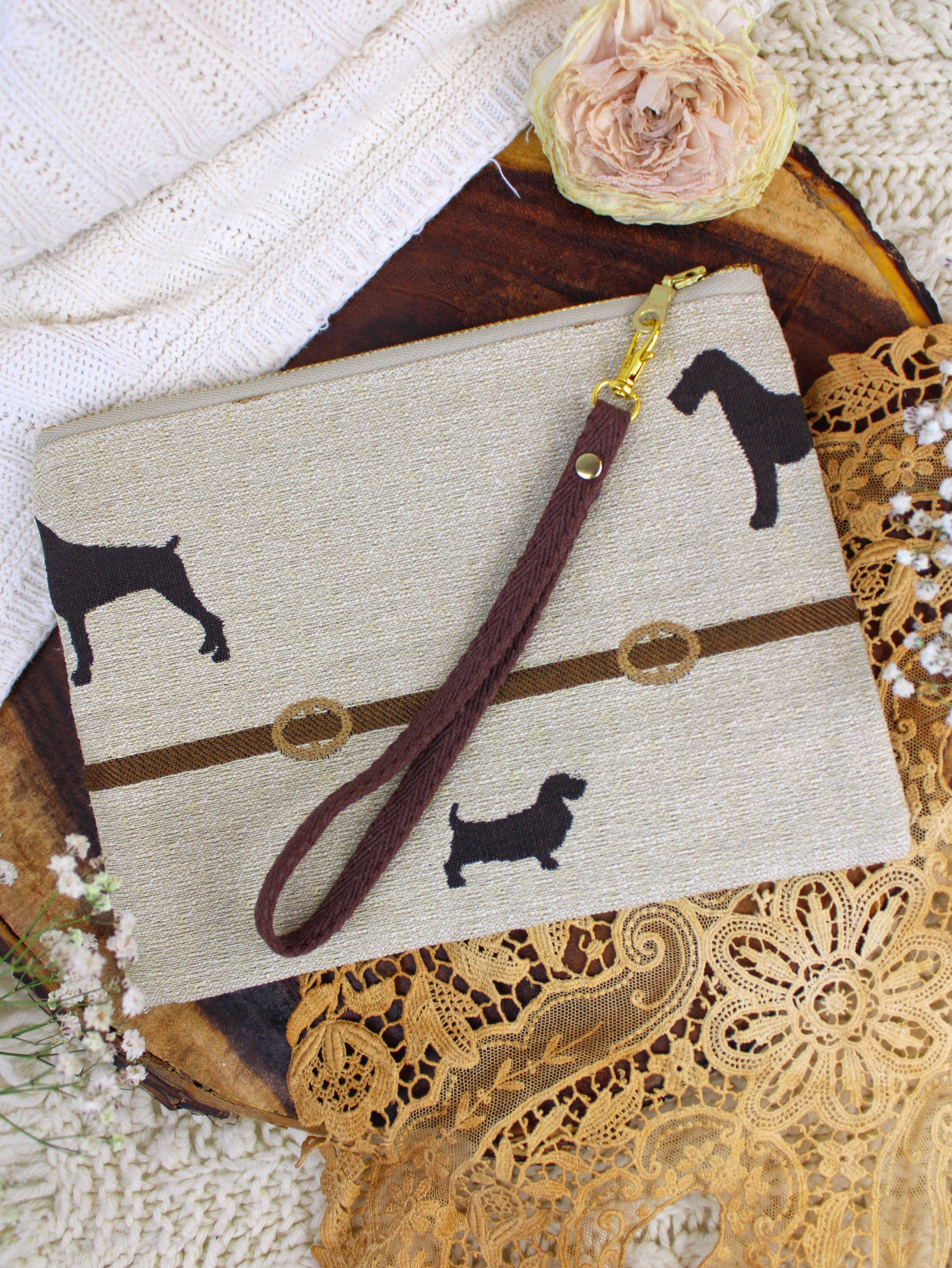 Ash &amp; Rose handbag Dog Walk Wristlet Purse