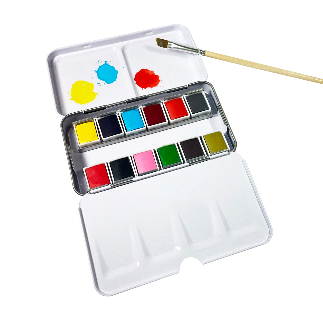 Watercolors – Metal Palette – 12 Colors – Travel Friendly