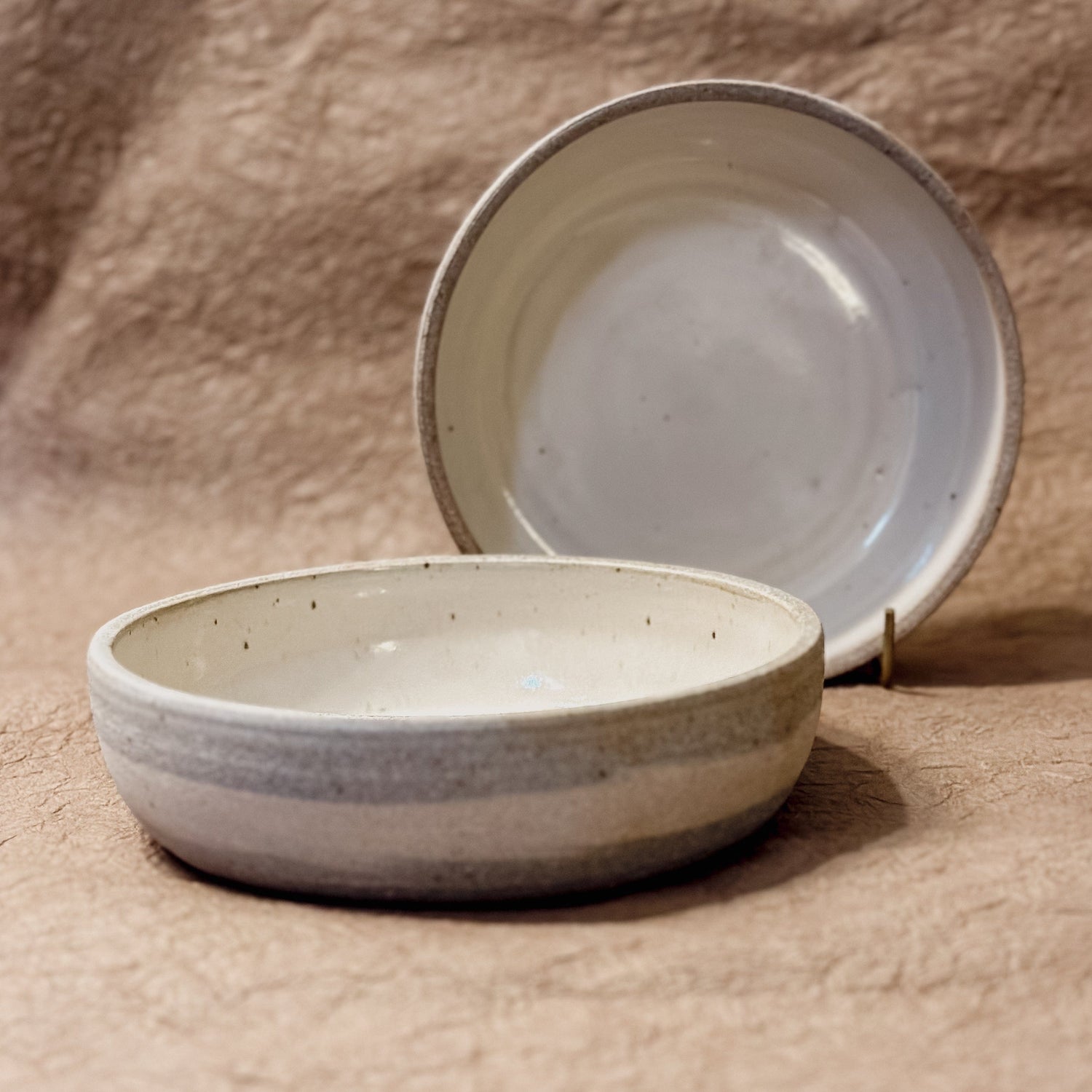 Olivia Snow Ceramics Bowl 7" Grey and White Marbled Ceramic Coupe Bowl