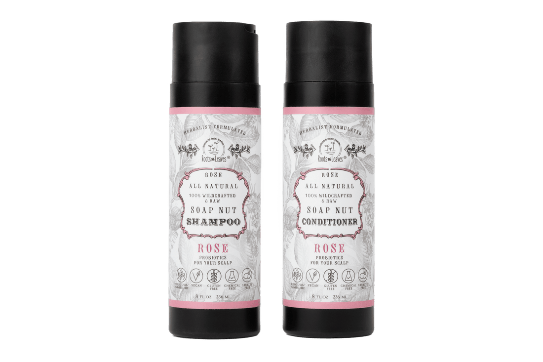 Roots and Leaves, LLC All Natural Soapnut Shampoo and Conditioner Set - ROSE