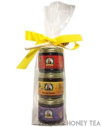 Zenbear Honey Tea mix-and-match 3-Flavor Honey Tea Mini Assortment – Organic Wellness Gift Set (3 x 3 oz)