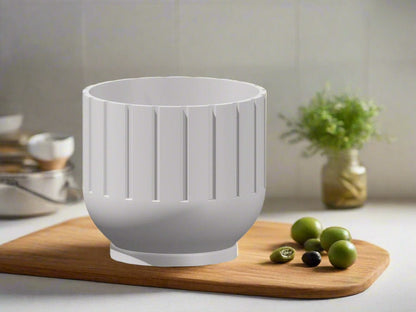Rosebud HomeGoods Modern Indoor Planter with Drainage – 3D Printed Fluted Plant Pot, Vertical Ribbed Design, Minimalist Decor Accent, Mid-Bubble