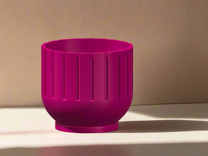 Rosebud HomeGoods Modern Indoor Planter with Drainage – 3D Printed Fluted Plant Pot, Vertical Ribbed Design, Minimalist Decor Accent, Mid-Bubble