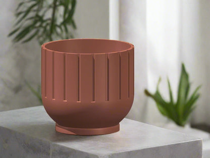 Rosebud HomeGoods Modern Indoor Planter with Drainage – 3D Printed Fluted Plant Pot, Vertical Ribbed Design, Minimalist Decor Accent, Mid-Bubble