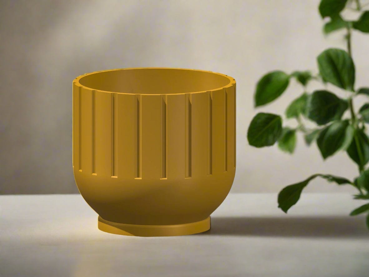 Rosebud HomeGoods Modern Indoor Planter with Drainage – 3D Printed Fluted Plant Pot, Vertical Ribbed Design, Minimalist Decor Accent, Mid-Bubble