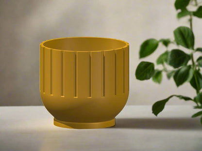 Rosebud HomeGoods Modern Indoor Planter with Drainage – 3D Printed Fluted Plant Pot, Vertical Ribbed Design, Minimalist Decor Accent, Mid-Bubble