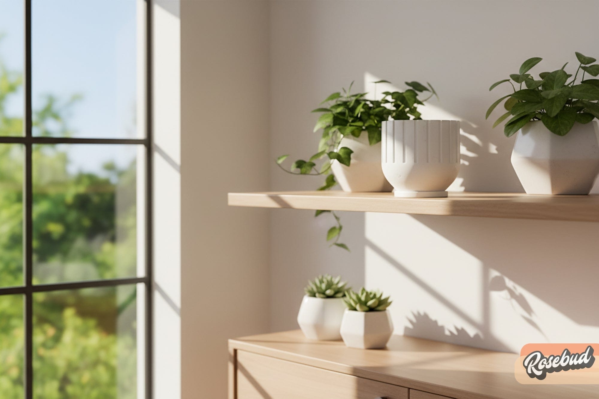 Rosebud HomeGoods Modern Indoor Planter with Drainage – 3D Printed Fluted Plant Pot, Vertical Ribbed Design, Minimalist Decor Accent, Mid-Bubble