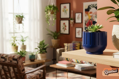 Rosebud HomeGoods Modern Indoor Planter with Drainage – 3D Printed Fluted Plant Pot, Vertical Ribbed Design, Minimalist Decor Accent, Mid-Bubble