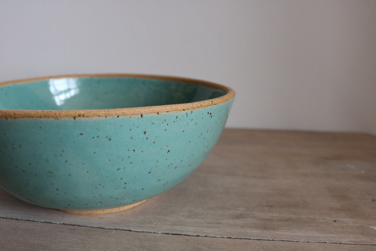 KJ Pottery Bowl Teal Green / Raw Rim Cereal Bowl