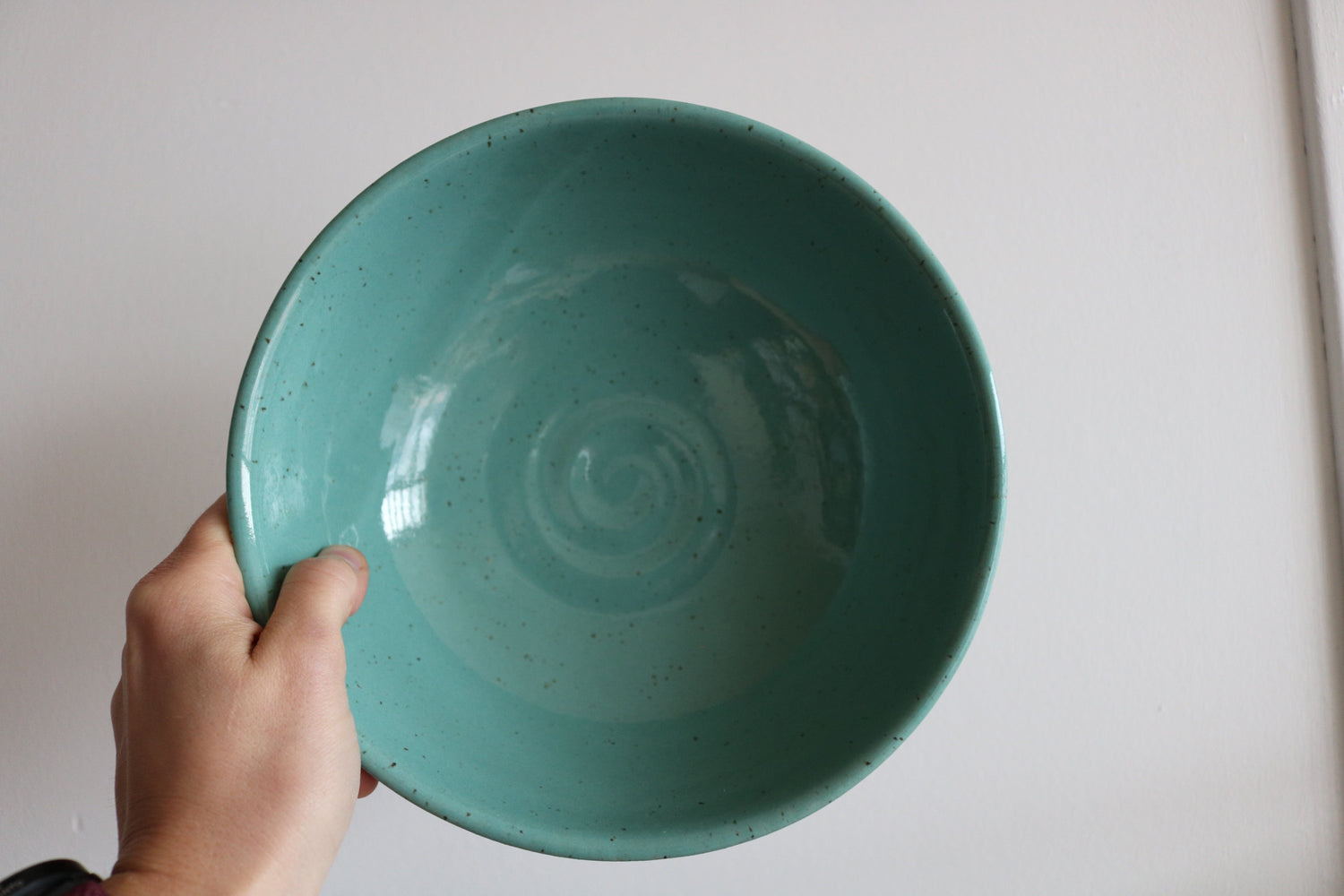 KJ Pottery Bowl Teal Green / Glazed Rim Cereal Bowl