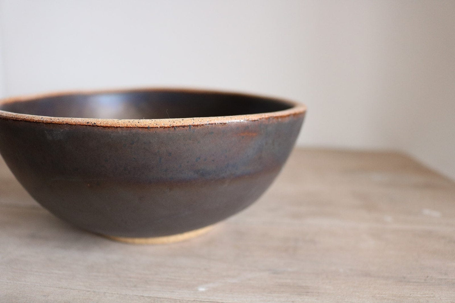 KJ Pottery Bowl Brown Metal / Glazed Rim Cereal Bowl